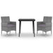 3 Piece Garden Dining Set with Cushions Poly Rattan