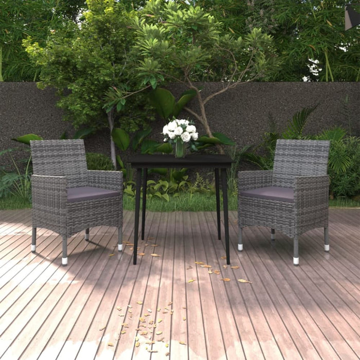 3 Piece Garden Dining Set with Cushions Poly Rattan