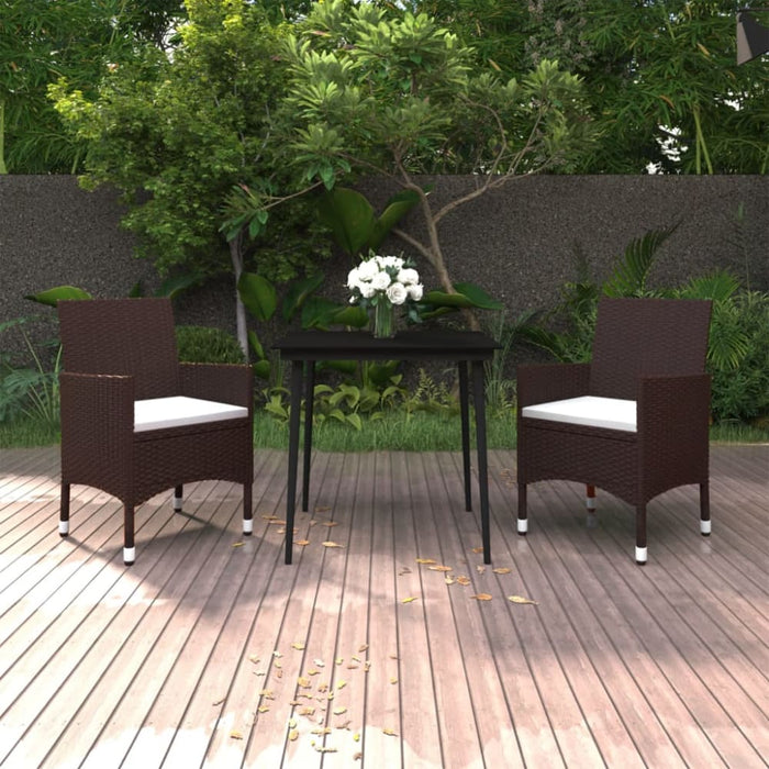 3 Piece Garden Dining Set with Cushions Poly Rattan