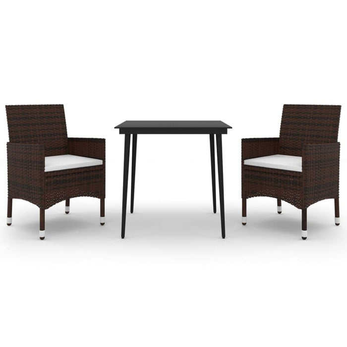 3 Piece Garden Dining Set with Cushions Poly Rattan