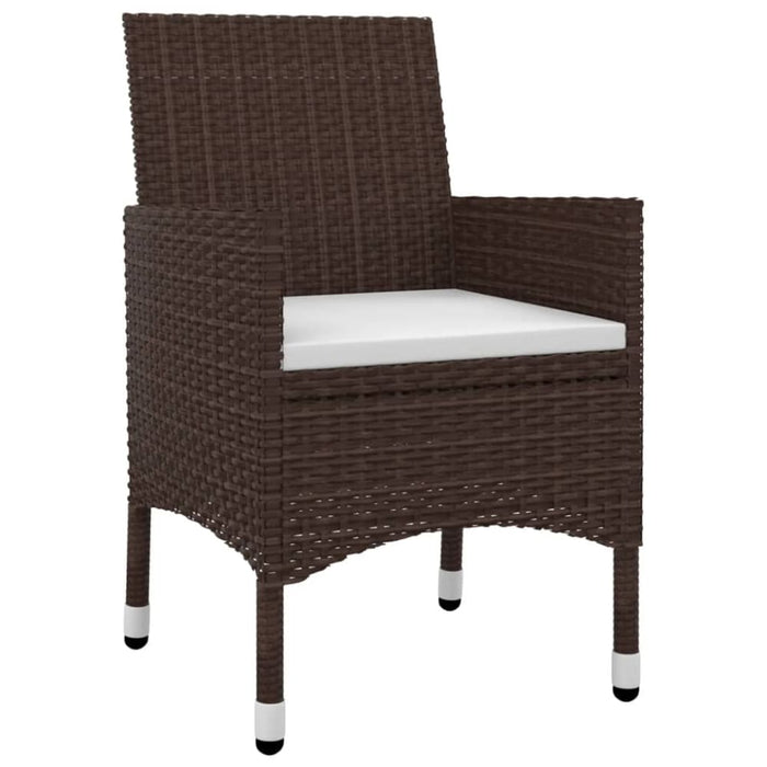 3 Piece Garden Dining Set with Cushions Poly Rattan