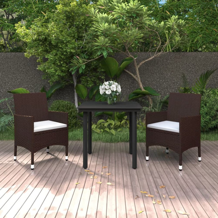 3 Piece Garden Dining Set with Cushions Poly Rattan