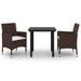 3 Piece Garden Dining Set with Cushions Poly Rattan