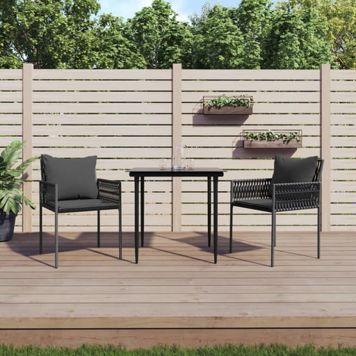 3 Piece Garden Dining Set with Cushions Poly Rattan