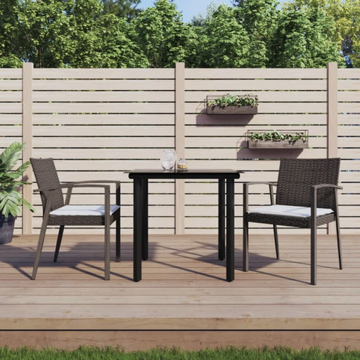 3 Piece Garden Dining Set with Cushions Poly Rattan