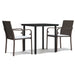 3 Piece Garden Dining Set with Cushions Poly Rattan