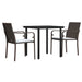 3 Piece Garden Dining Set with Cushions Poly Rattan