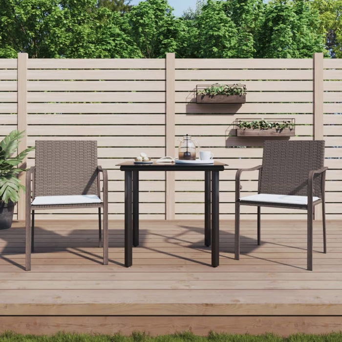 3 Piece Garden Dining Set with Cushions Poly Rattan