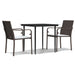 3 Piece Garden Dining Set with Cushions Poly Rattan