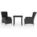 3 Piece Garden Dining Set Dark Grey Tbkklti