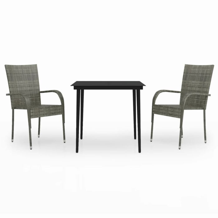 3 Piece Garden Dining Set Grey and Black Tbkkabi
