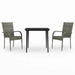 3 Piece Garden Dining Set Grey and Black Tbkkabi