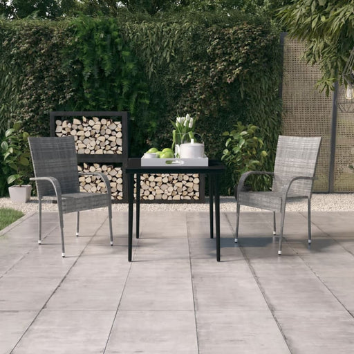 3 Piece Garden Dining Set Grey and Black Tbkkabi