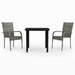 3 Piece Garden Dining Set Grey and Black Tbkktnk