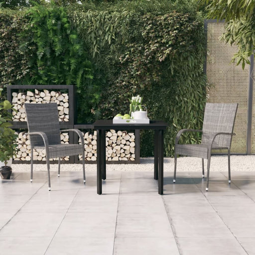 3 Piece Garden Dining Set Grey and Black Tbkktnk