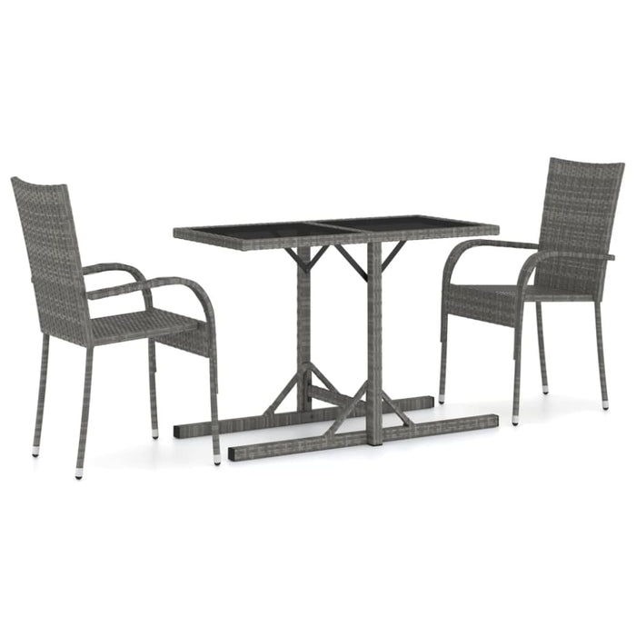 3 Piece Garden Dining Set Grey Tbixaii