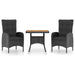 3 Piece Garden Dining Set Poly Rattan and Acacia Wood Black