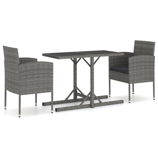 3 Piece Garden Dining Set Poly Rattan Anthracite Tbioixi