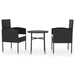 3 Piece Garden Dining Set Poly Rattan Black Tbknbtp