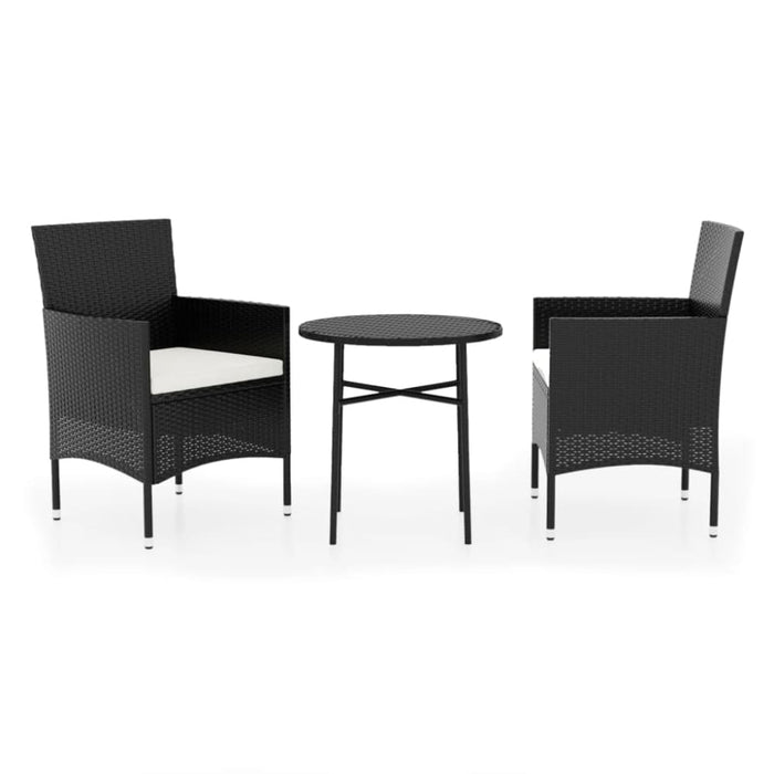 3 Piece Garden Dining Set Poly Rattan Black Tbknbxx