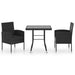 3 Piece Garden Dining Set Poly Rattan Black Tbpkaoo
