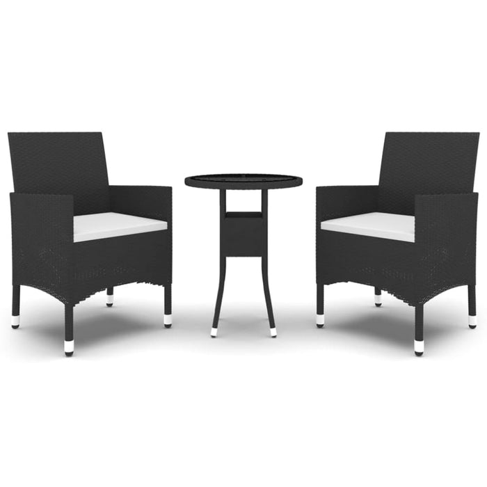 3 Piece Garden Dining Set Poly Rattan Black Tbpnapn
