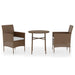 3 Piece Garden Dining Set Poly Rattan Brown Tbknbxa