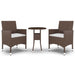 3 Piece Garden Dining Set Poly Rattan Brown Tbpnalo