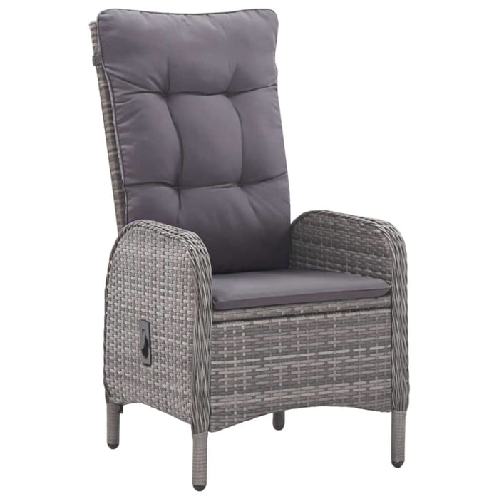 3 Piece Garden Dining Set Poly Rattan and Glass Grey Tbpnpxx