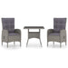 3 Piece Garden Dining Set Poly Rattan and Glass Grey Tbpnpxx