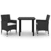 3 Piece Garden Dining Set Poly Rattan and Glass Tbkklik