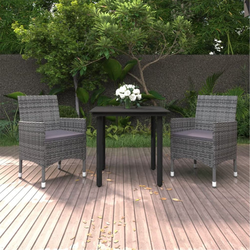 3 Piece Garden Dining Set Poly Rattan and Glass Tbkklko