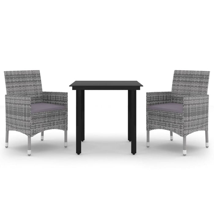 3 Piece Garden Dining Set Poly Rattan and Glass Tbkklko