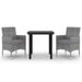 3 Piece Garden Dining Set Poly Rattan and Glass Tbkklko