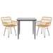 3 Piece Garden Dining Set Poly Rattan Topinap
