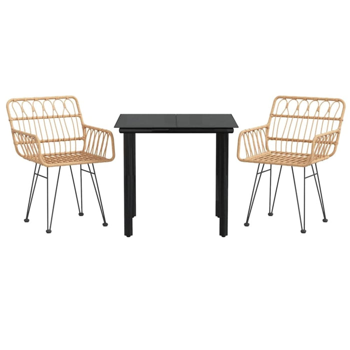 3 Piece Garden Dining Set Poly Rattan Topinpk