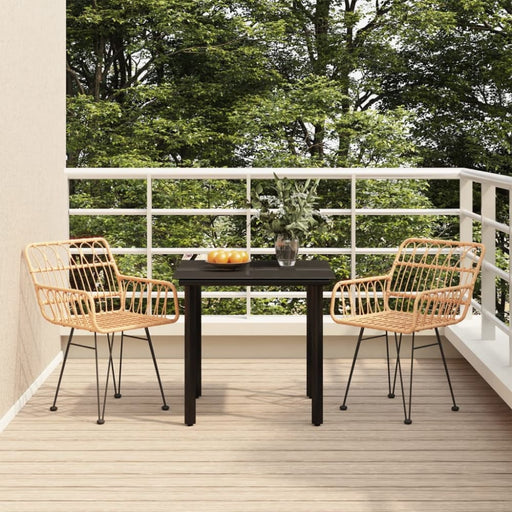 3 Piece Garden Dining Set Poly Rattan Topinpk