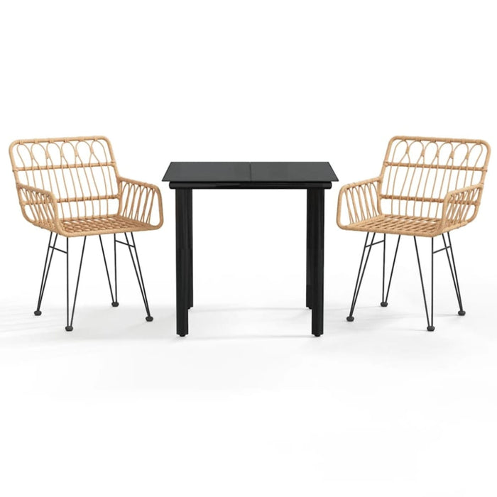 3 Piece Garden Dining Set Poly Rattan Topinpk