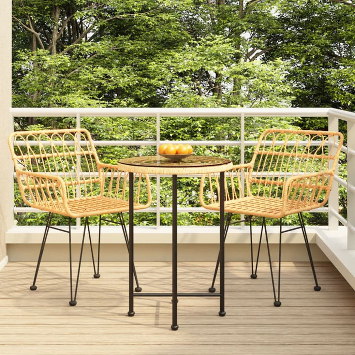 3 Piece Garden Dining Set Poly Rattan Topintt