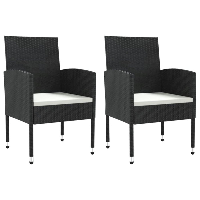 3 Piece Garden Dining Set Black Poly Rattan And Steel