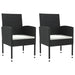 3 Piece Garden Dining Set Black Poly Rattan And Steel