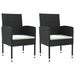 3 Piece Garden Dining Set Black Poly Rattan And Steel