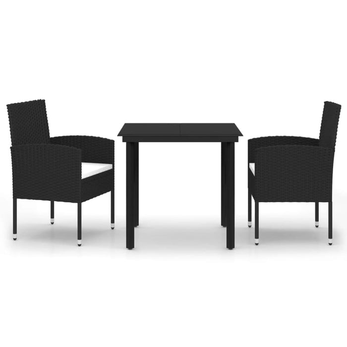 3 Piece Garden Dining Set Black Tbkklbo