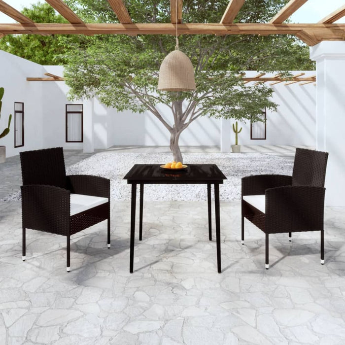 3 Piece Garden Dining Set Black Tbkklok