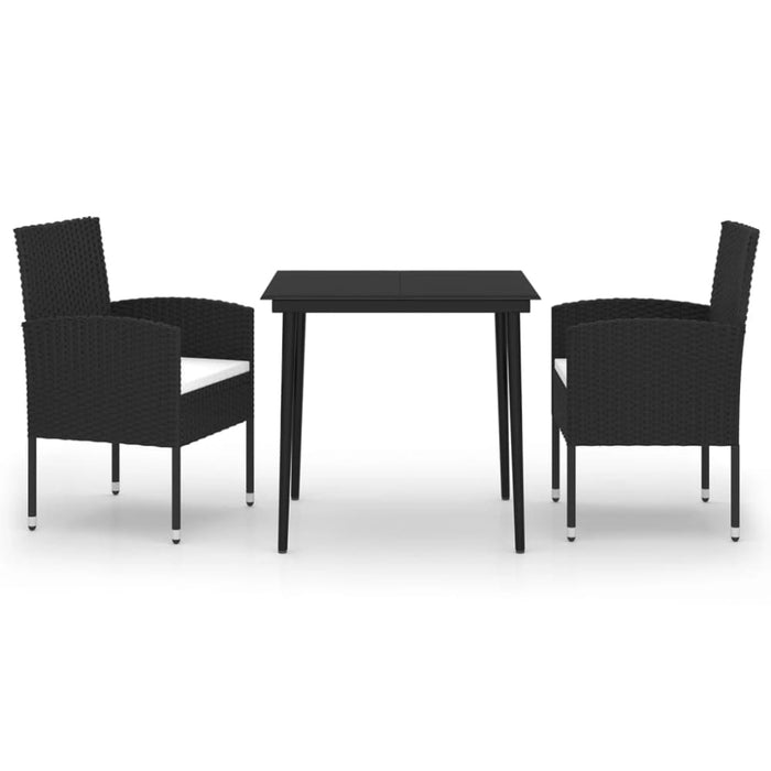 3 Piece Garden Dining Set Black Tbkklok