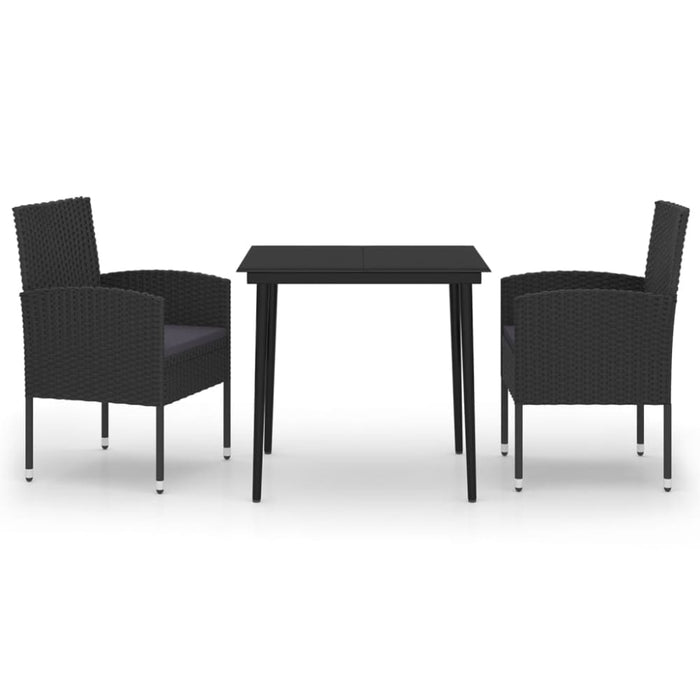 3 Piece Garden Dining Set Black Tbkklto