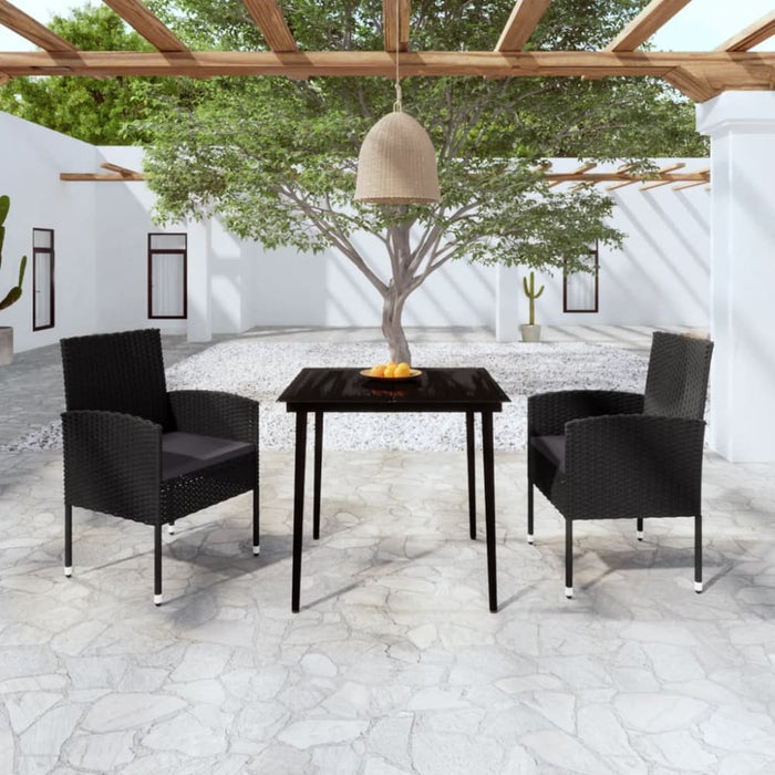 3 Piece Garden Dining Set Black Tbkklto