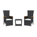 3 Piece Garden Dining Set with Cushions Black Poly Rattan