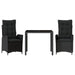 3 Piece Garden Dining Set with Cushions Black Poly Rattan