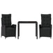 3 Piece Garden Dining Set with Cushions Black Poly Rattan
